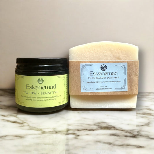 Esivanemad Skin Relief Bundle: Pure Tallow Soap + Tallow Sensitive Balm